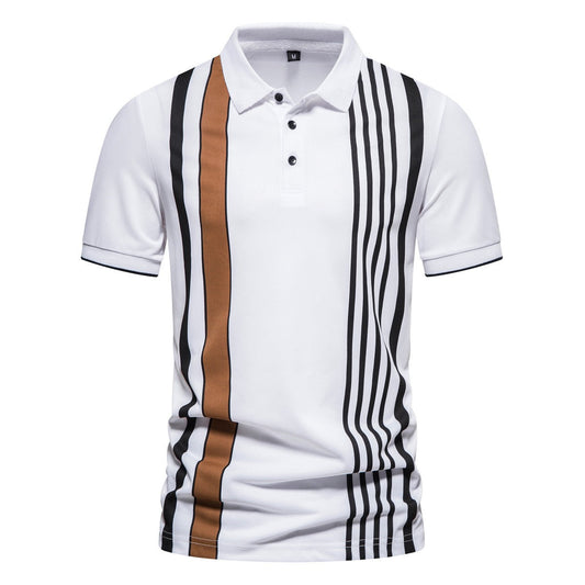 Polo homme en coton avec imprimé de lignes verticales - Matteo