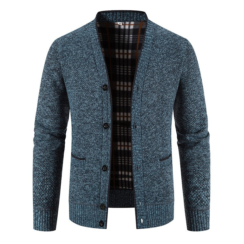 Schottenkaro gefütterte Strickjacke für Herren - Morten