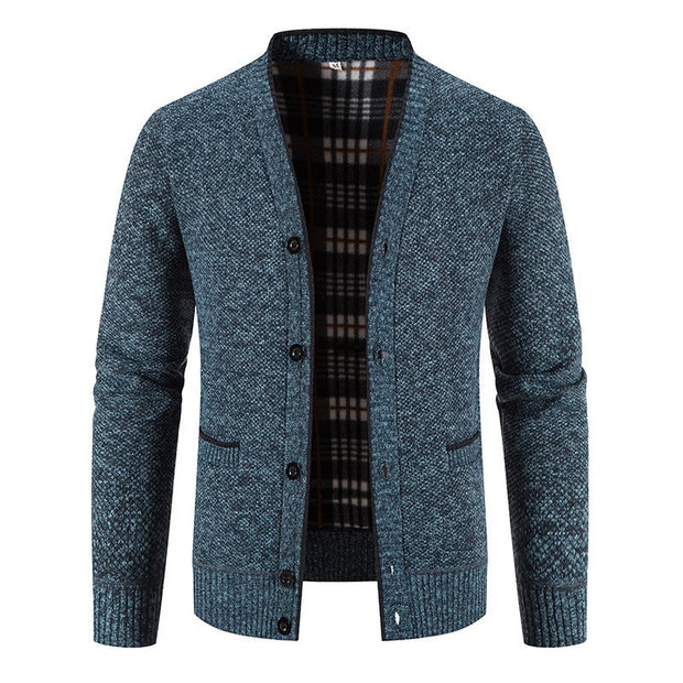 Cardigan tricoté doublé écossais pour hommes, style décontracté - Morten