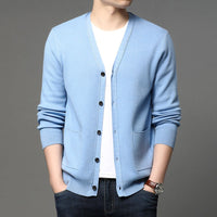 Cardigan en maille fine pour hommes, coupe ajustée, style basique - Theo