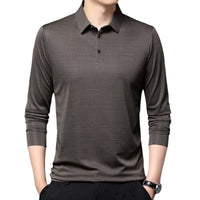 Polo en maille texturée géométrique à manches longues pour hommes - Hugo