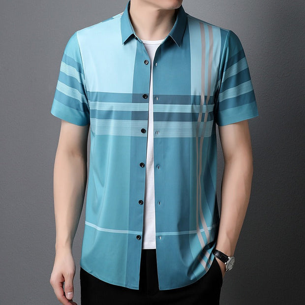 Chemise à manches courtes à imprimé géométrique fluide pour hommes - Henrik