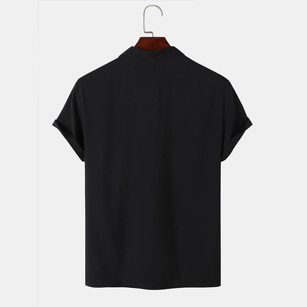 Chemise décontractée à manches courtes pour hommes avec broderie géométrique - Sven