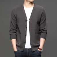 Cardigan en maille fine pour hommes, coupe ajustée, style basique - Theo