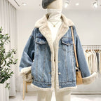 Damen-Jeansjacke in Übergröße mit Fleece-Futter - Maelis