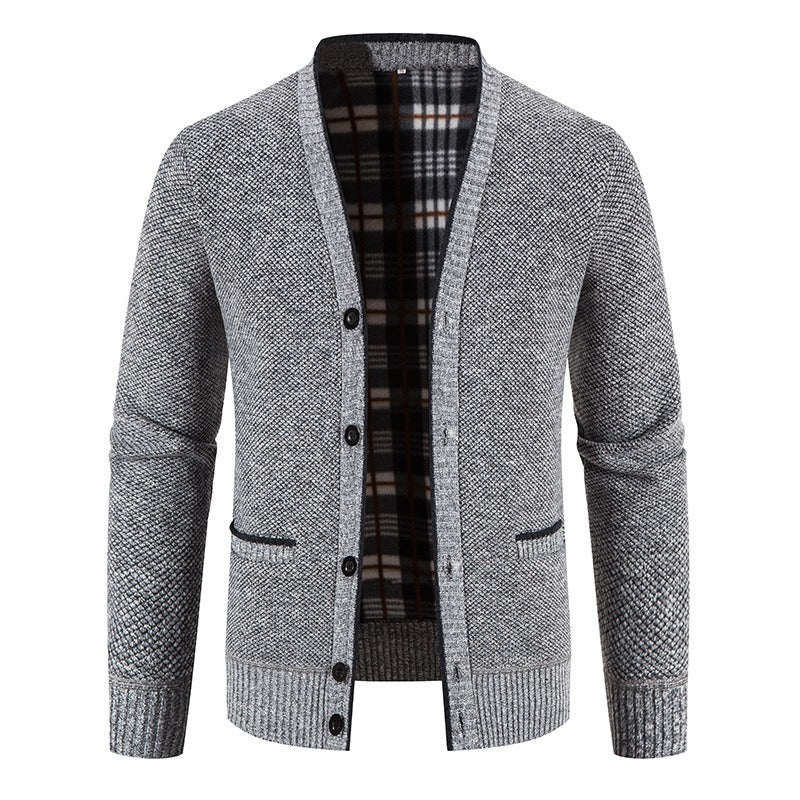 Schottenkaro gefütterte Strickjacke für Herren - Morten