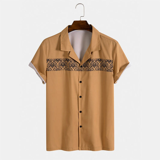 Chemise décontractée à manches courtes pour hommes avec broderie géométrique - Sven