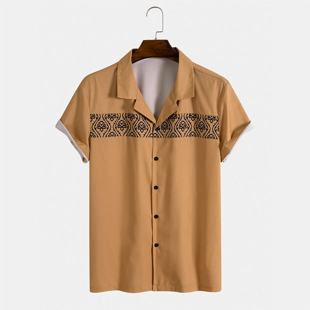 Chemise décontractée à manches courtes pour hommes avec broderie géométrique - Sven