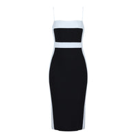 Robe midi pour femme à fines bretelles et design bicolore - Teresa