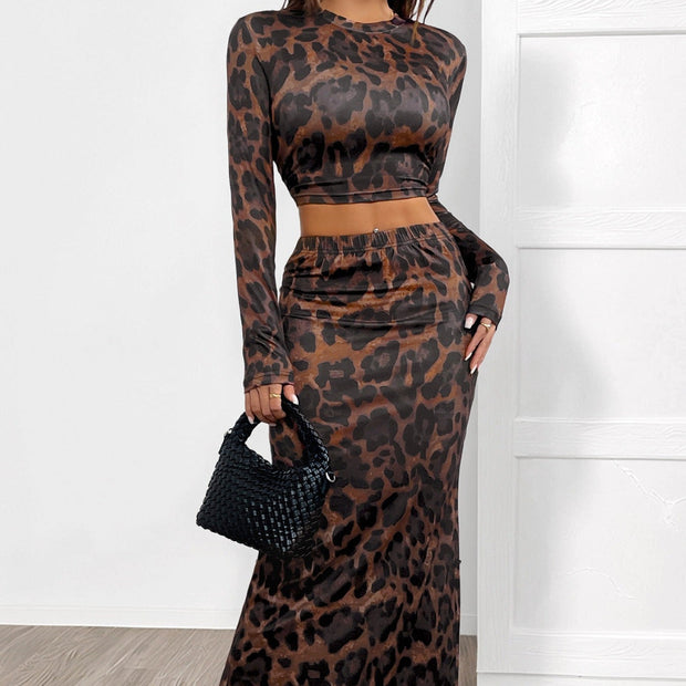 Ensemble de style skinny deux pièces pour femmes, imprimé animalier - Pearl