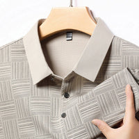 Polo en maille texturée géométrique à manches longues pour hommes - Hugo