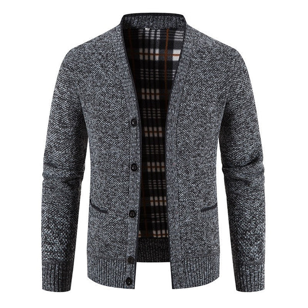 Cardigan tricoté doublé écossais pour hommes, style décontracté - Morten