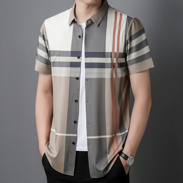 Chemise à manches courtes à imprimé géométrique fluide pour hommes - Henrik