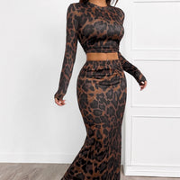 Ensemble de style skinny deux pièces pour femmes, imprimé animalier - Pearl