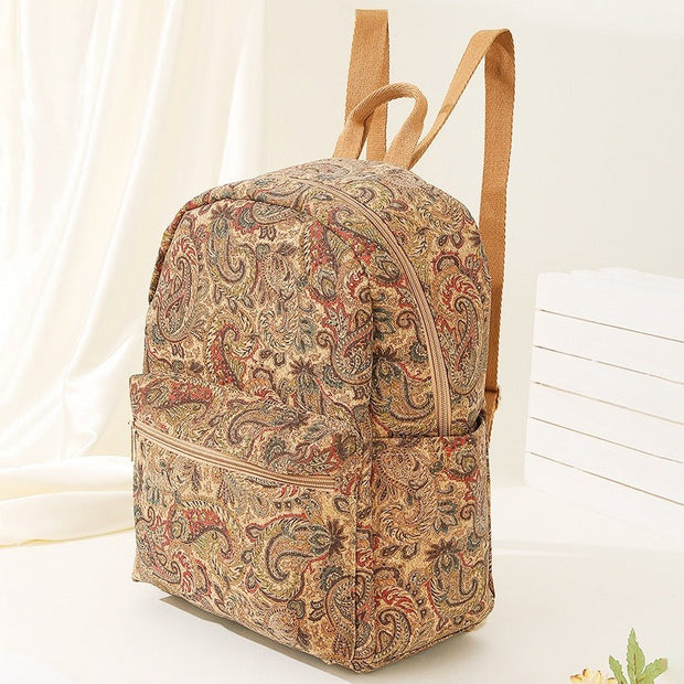 Sac à dos en tissu imprimé de grande capacité style vintage - Francis