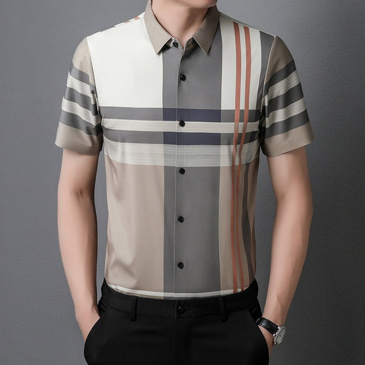 Chemise à manches courtes à imprimé géométrique fluide pour hommes - Henrik