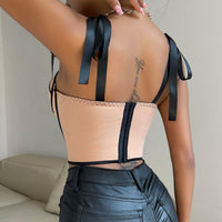 Top corset sans manches pour femme en tulle transparent - Mallela