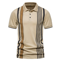 Polo homme en coton avec imprimé de lignes verticales - Matteo
