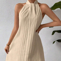 Robe dos nu plissé avec ceinture pour femme - Eléa