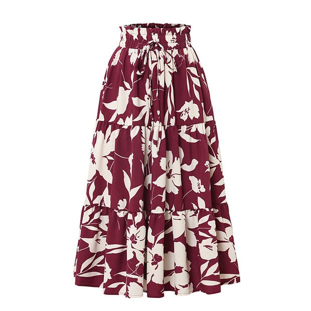 Jupe midi pour femme à imprimé floral plissé - Camila