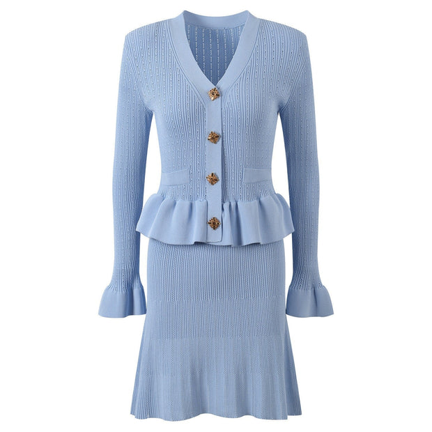 Robe en maille avec boutons bijoux - Mireille