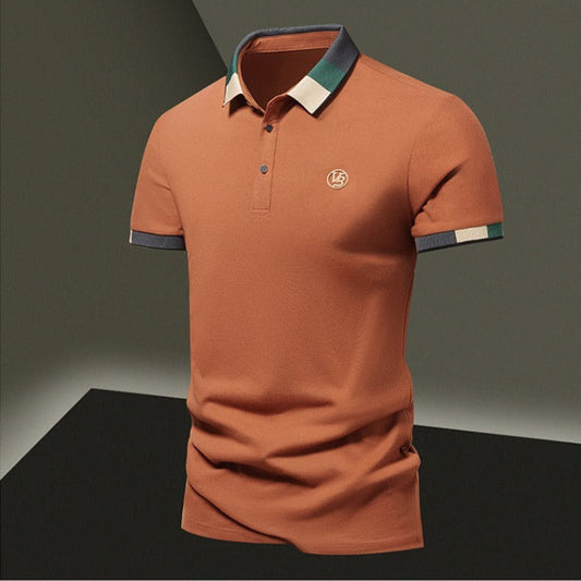 Polo en maille à texture géométrique et manches longues pour hommes - Joan