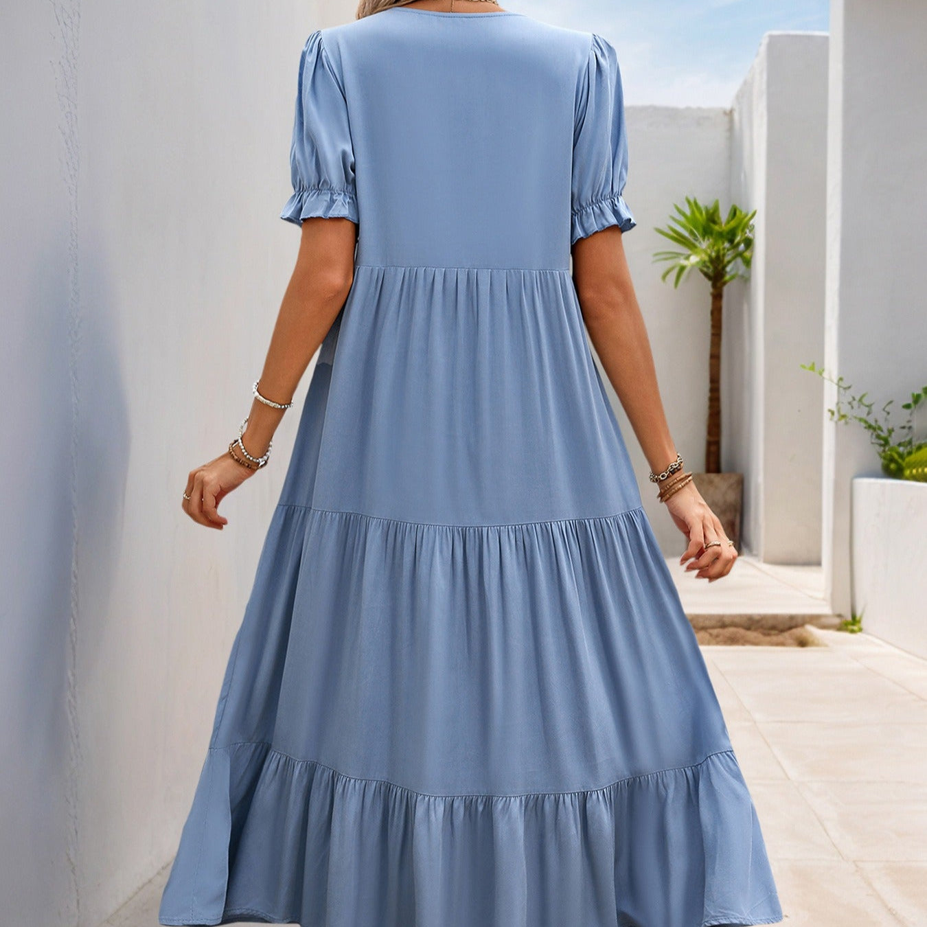 Damen Midikleid mit fließenden Zierknöpfen - Natalia
