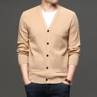 Cardigan en maille fine pour hommes, coupe ajustée, style basique - Theo