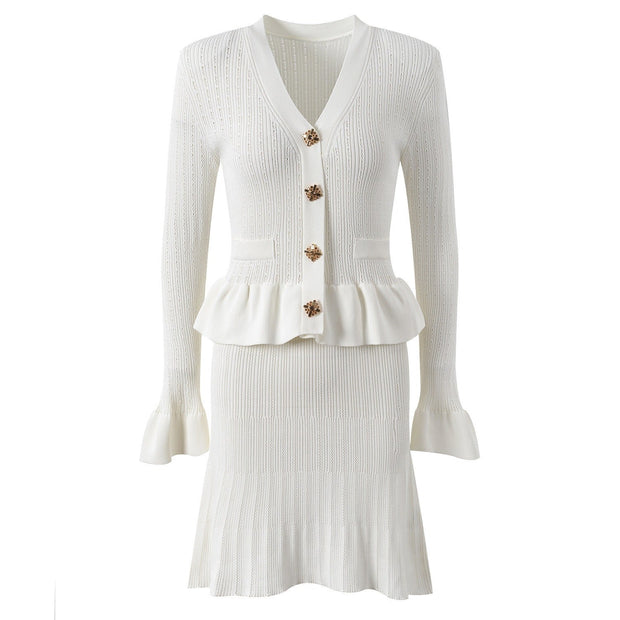 Robe en maille avec boutons bijoux - Mireille