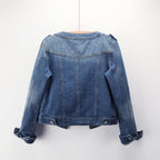 Damen-Jeansjacke, Rundhalsausschnitt, Fronttaschen - Hila