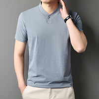 T-shirt homme en coton stretch avec col mao - Adrien