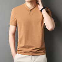 T-shirt homme en coton stretch avec col mao - Adrien