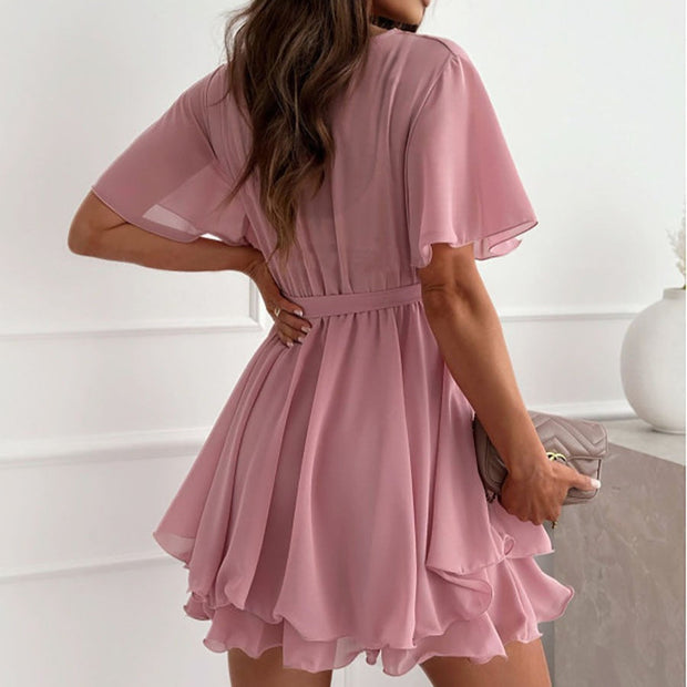 Robe courte à encolure croisée pour femme - Maëlle