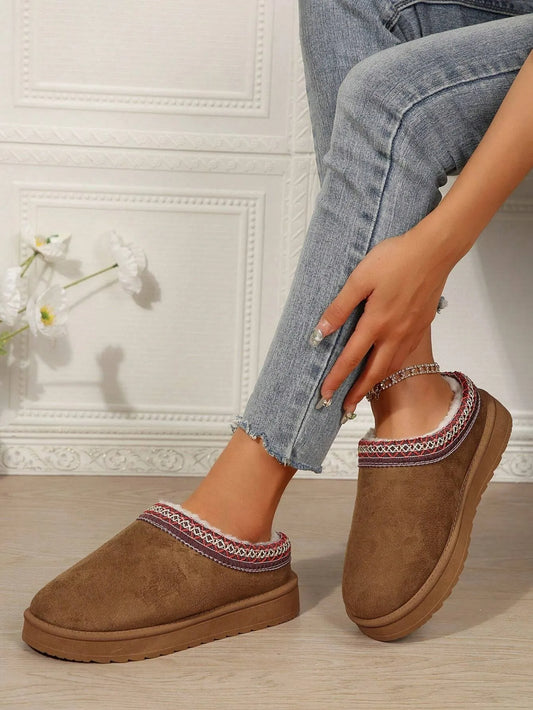 Chaussons en suède en peluche pour femme