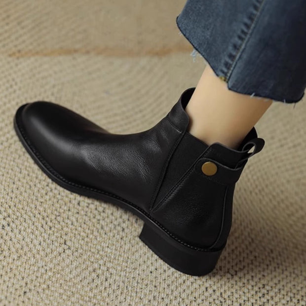 Flache Damenstiefel mit Gummizug im Chelsea-Stil aus Leder - Keira