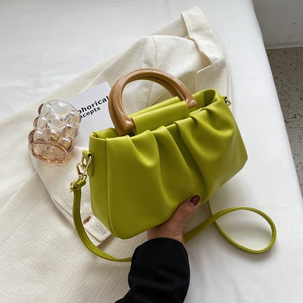 Sac à main pour femme avec effet de cuir à volants, style moderne - Amélie