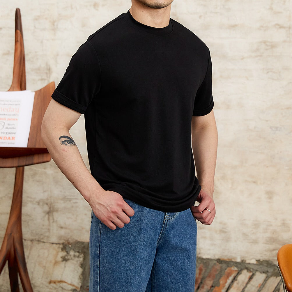 Herren-T-Shirt weiches Stretchgewebe klassischer Schnitt - Elias
