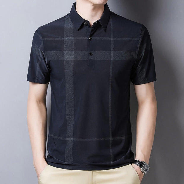 Polo homme en jersey technique à carreaux - André