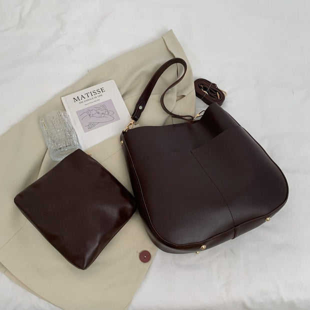 Sac à bandoulière en cuir synthétique de style minimaliste pour femmes - Teresa