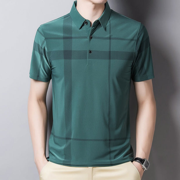Polo homme en jersey technique à carreaux - André