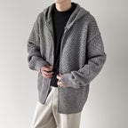 Durchbrochene Herrenstrickjacke mit Kapuze und Reißverschluss - Niro