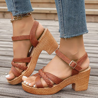 Sandales à talon moyen avec tresse - Aveline