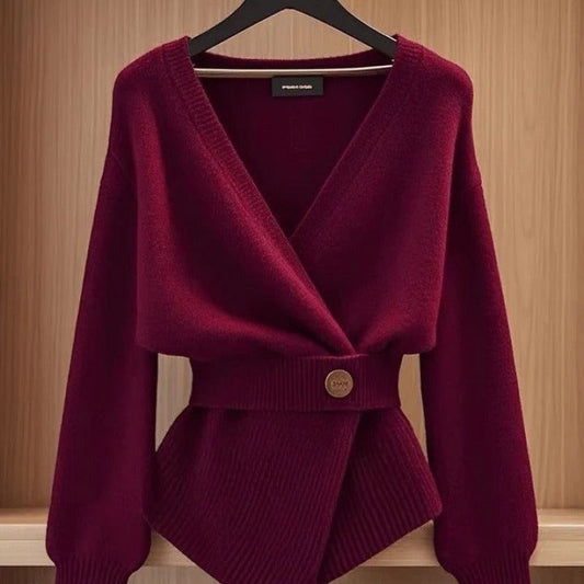 Eleganter Damenpullover aus Rippenstrick mit Gürteldetail - Matildee