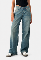 Damenjeans mit geradem Schnitt, niedriger Leibhöhe und Wasch-Effekt – Ulla