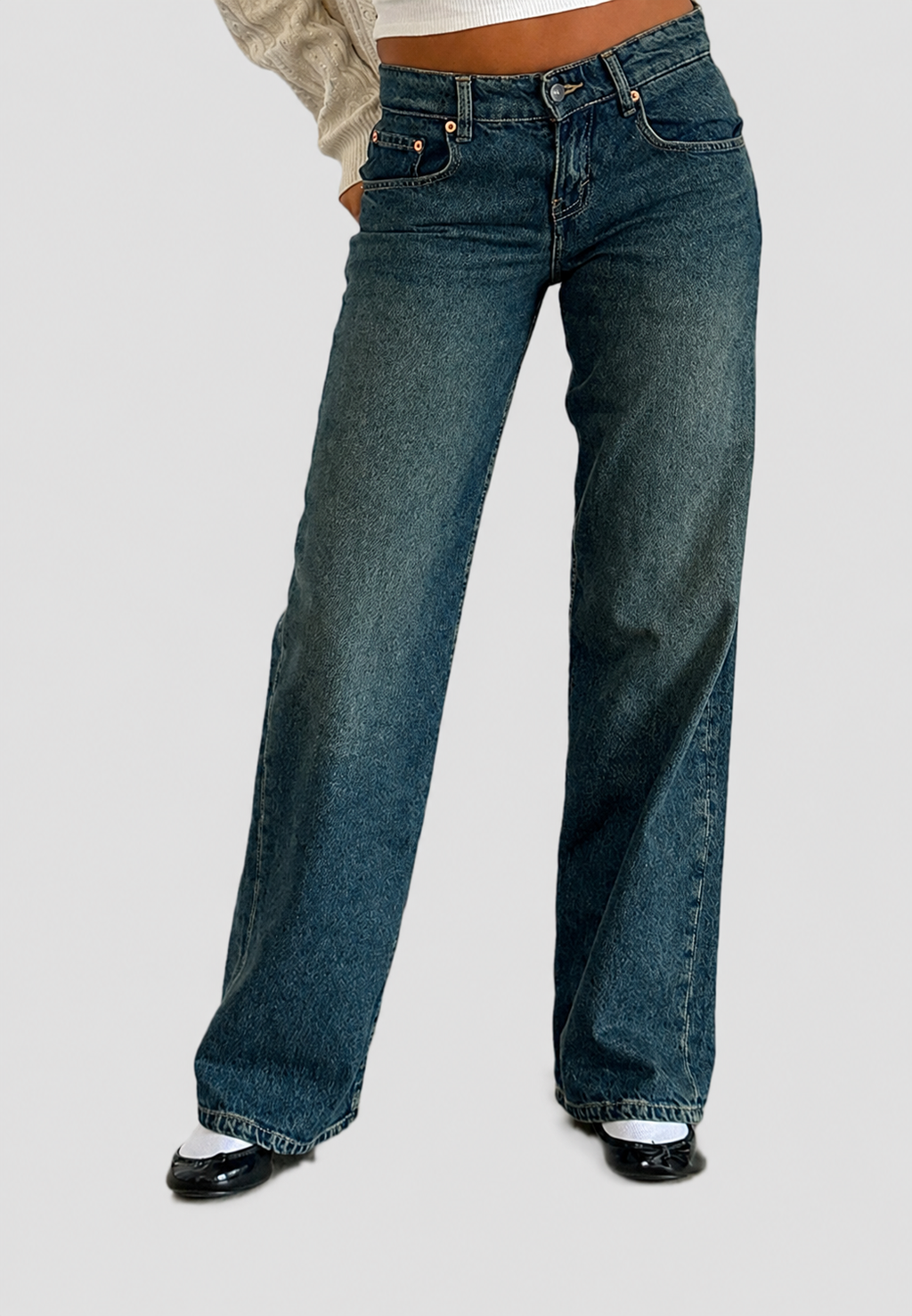 Damenjeans mit geradem Schnitt, niedriger Leibhöhe und Wasch-Effekt – Ulla