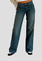 Damenjeans mit geradem Schnitt, niedriger Leibhöhe und Wasch-Effekt – Ulla