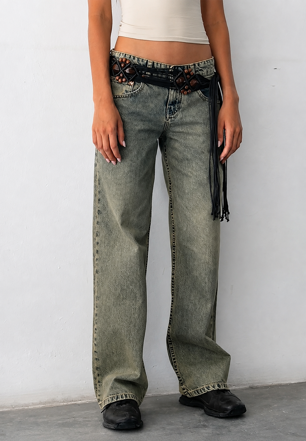 Damenjeans mit geradem Schnitt, niedriger Leibhöhe und Wasch-Effekt – Ulla