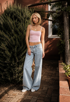 Damenjeans mit niedriger Leibhöhe, weitem Bein und langer Passform – Kerstin