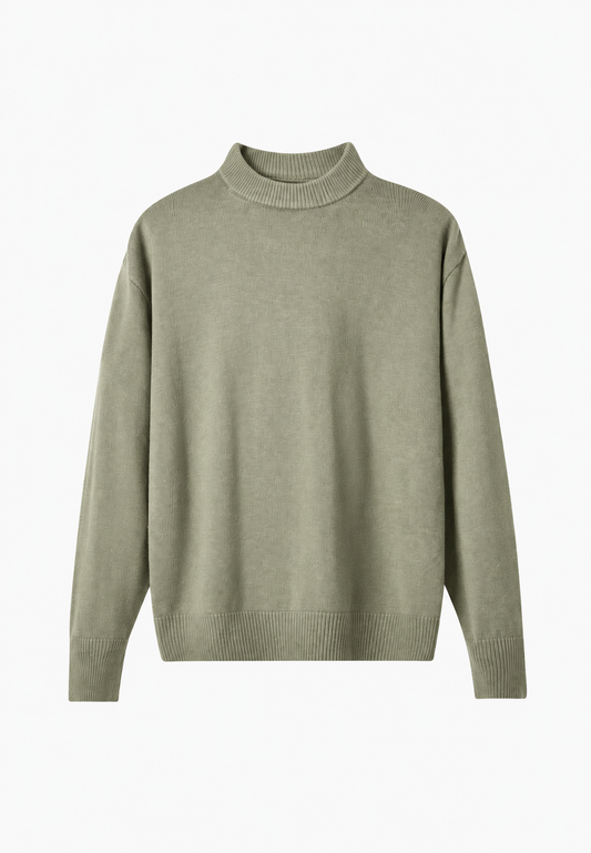 Pull en laine à col roulé et finitions côtelées - Benoît