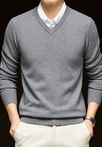 Herren-Strickpullover mit V-Ausschnitt und langen Ärmeln – Orsino